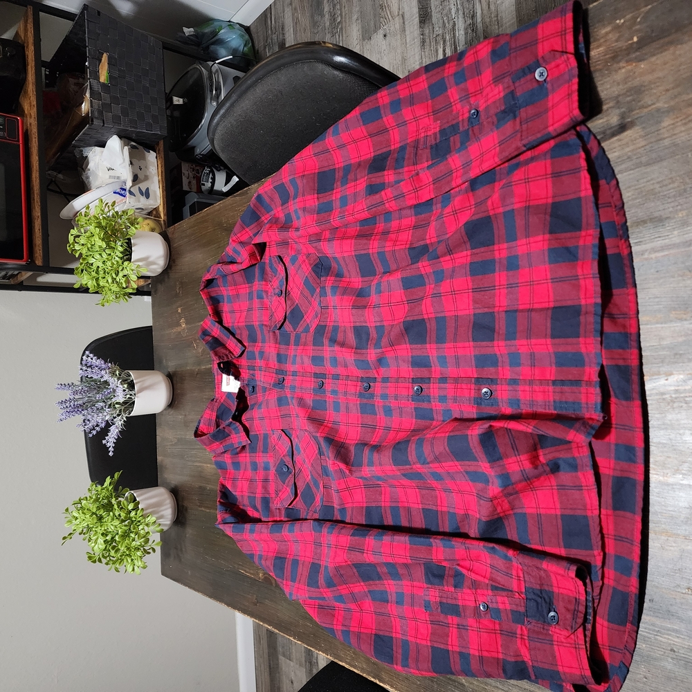 Soft And Cozy Levi Red and Black Plaid Button-Up Flannel Shirt